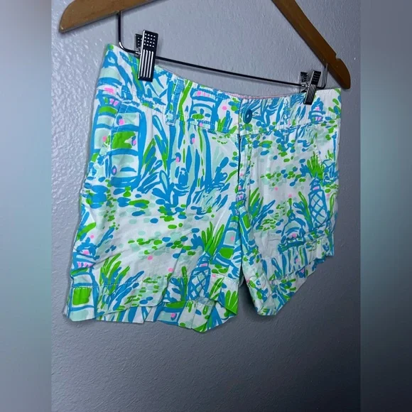 Lilly Pulitzer Callahan Shorts | Size 2 | Blue Green Pink Print - Picture 3 of 10